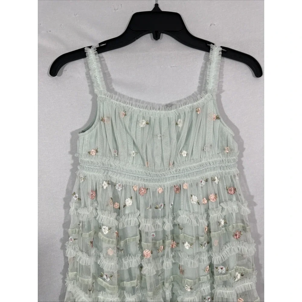 NWT Mac Duggal [Little Girls 10 ] 8217 RuffleEmbroidered Floral Long Dress J1945